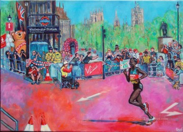 スポーツ Painting - エドナがロンドンマラソンを走る印象派